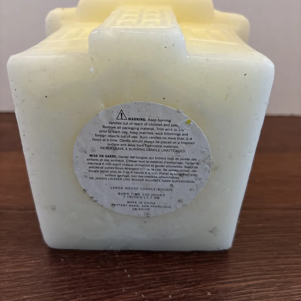 Pottery Barn House Church Candle Christmas NEW Never Lit Large White 7